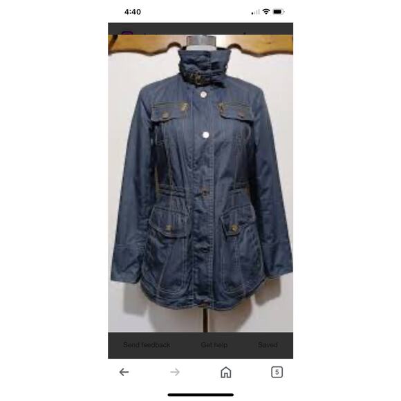 MICHAEL Michaels Kors Navy Blue Zip Adjustable Classic Raincoat Jacket S - Picture 10 of 12